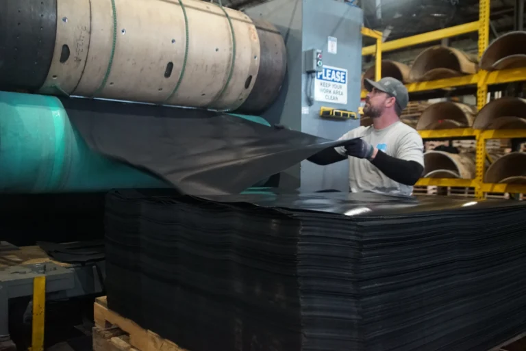 Warehouse storage with paper strap rolls ready for shipment